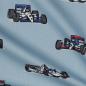 Preview: Baumwolle Popeline Rennwagen auf Graublau